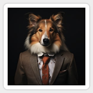 Collie Dog in Suit Sticker